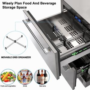 Refroidisseurs de boissons d'extérieur en acier inoxydable à contrôle de température mécanique Réfrigérateur à porte à double tiroir - Product Image 5