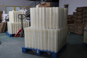 Ruban d'emballage BOPP en acrylique imprimé avec logo personnalisé imperméable à l'eau 200m jaune super transparent et solide scellage de sac en rouleau à usage intensif - Product Image 4