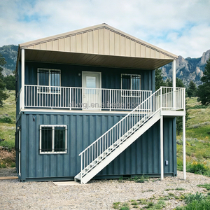 <span class=keywords><strong>บ้าน</strong></span>โมดูลาร์สองชั้นพร้อมหน้าต่างขนาดใหญ่และระเบียงสำหรับเช่าพักผ่อน รีสอร์ทแกลมปิ้ง <span class=keywords><strong>บ้าน</strong></span>พักบนภูเขา - Product Image 1
