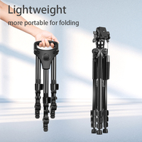 HL03 Trépied à Poulie Q333L en Alliage d'Aluminium, Support Universel avec Base à Roues pour Prise de Vues et Vidéos Fluides avec Caméra