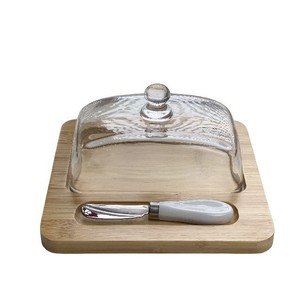 Mantequillera de madera con tapa de cristal, cuadrada, color madera natural, para fiestas, hoteles, café, té - Product Image 4