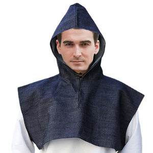 Gilet de sécurité en denim avec capuche, anti-poussière, coupe-vent, anti-UV, pour la protection au travail, unisexe, noir, style cowboy - Product Image 1