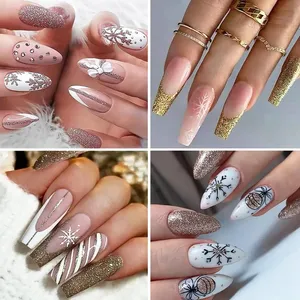 Ensemble de 6 paillettes pour ongles, paillettes blanches dorées effet sucre, poudre de sucre pour ongles, décoration de manucure scintillante - Product Image 6