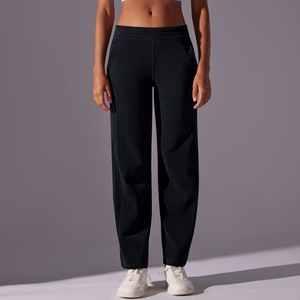 <span class=keywords><strong>Pantaloni</strong></span> larghi personalizzati <span class=keywords><strong>pantaloni</strong></span> larghi a gamba larga in <span class=keywords><strong>velluto</strong></span> alto a coste Casual Yoga <span class=keywords><strong>pantaloni</strong></span> a gamba dritta con tasca - Product Image 3