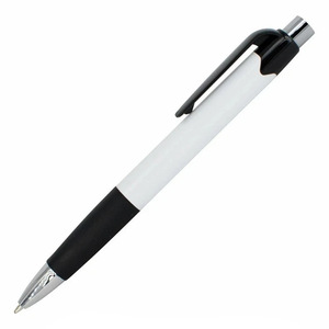 Bolígrafo barato para papelería y útiles escolares, bolígrafo de plástico blanco con logotipo promocional personalizado y agarre de goma suave - Product Image 6