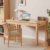 Bureau de maison et de bureau SONA HOME, choix de premier ordre, avec chargeur intégré, design minimaliste wabi-sabi, en bois de caoutchouc, multifonctionnel