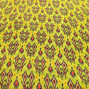 Fashionable <b>Green</b> Poly Raw <b>Silk</b> Woven Fabric Abstract Geometric Prints Breathable Quick-Dry Lightweight Smooth Lustrous DIY - Product Image 6