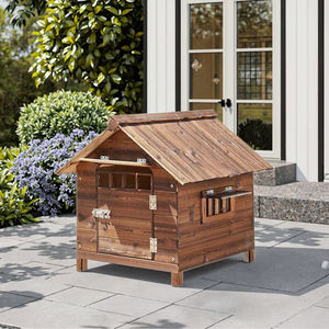 원목 친환경 강아지 집 버튼 잠금 방수 방열 소형견 사각형 클래식 스타일 모든 반려동물 집 - Product Image 2