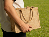 Sac fourre-tout en jute et lin écologique personnalisé avec logo, grande capacité, idéal pour les mariages et les sorties