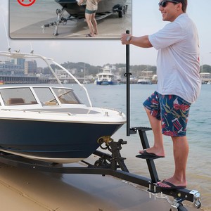 Marchepied robuste pour remorque marine avec poignée, surface antidérapante, pour remorque de bateau, acier au carbone, modèle noir - Product Image 2