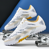 Chaussures de football à tige haute blanches pures avec logo personnalisé, crampons TF pour terrain synthétique, unisexe, hiver et été