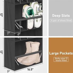 Organizador de Zapatos Plegable de Tela con 17 Bolsillos para el Hogar, Bolsillos Grandes para Colgar sobre la Puerta, para Armario o Sala de Estar - Product Image 3