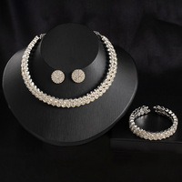 Parure de bijoux africains en strass couleur or pour mariée, collier ras-du-cou, boucles d'oreilles et bracelet, accessoires de mariage pour femme