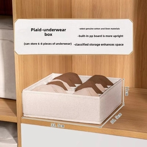 Houseware Washable Cotton Linen Foldable Closet Organizer Underwear Drawer Dividers <strong>Storage</strong> <strong>Boxes</strong> for Socks Bra <strong>Tie</strong> - Product Image 4