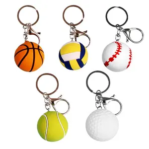 Portachiavi in Pvc 3D personalizzato di fabbrica Tennis Baseball Golf pallavolo basket Sport Ball portachiavi