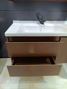 Wall-Mounted MDF Luxury Modern Bathroom Vanity Integrated Ceramic Basin Large-Capacity Storage Cabinet Smart-Lighting Mirror - Product Image 4