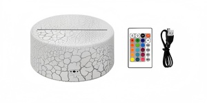 Base per Lampada LED in ABS <span class=keywords><strong>Bianco</strong></span> e Nero da 3,75 Pollici con Telecomando a 16 Colori, Cavo USB, Luce Notturna 3D per Acrilico e Resina - Product Image 3