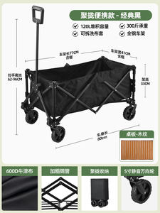 卸売カスタマイズ可能OEMポータブル折りたたみピクニック車トレーラーハンドプッシュ屋外キャンプワゴン - Product Image 2