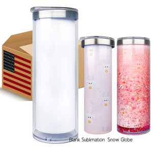 Us magazzino 20oz <span class=keywords><strong>fai</strong></span> <span class=keywords><strong>da</strong></span> <span class=keywords><strong>te</strong></span> Glitter sublimazione globo di neve Skinny Tumbler con coperchi scorrevoli per la sublimazione della tintura pressa di calore - Product Image 2