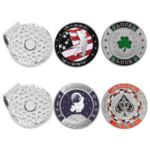 Ensemble de marqueurs de balle de golf en émail de qualité supérieure avec clip magnétique pour chapeau, marqueurs de balle de golf en métal dans une boîte en étain dorée, logo personnalisé - Product Image 2