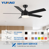 Ventilateur de plafond LED silencieux avec télécommande, moteur BLDC, 42, 52, 60 pouces, pour maison, villa, salon, salle à manger, bureau, salle de classe, OEM ODM