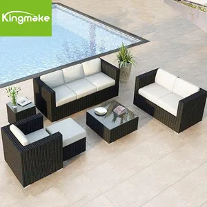 Phong cách Châu Âu ghế sofa wicker sofa cổ điển Set 5 cái mây vườn ghế sofa cho ngoài trời