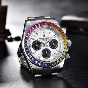 Montres chronographes à quartz Pagani Design Original 1644 en acier inoxydable avec diamants colorés pour hommes - Product Image 2