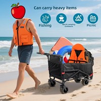 Chariot de camping multifonctionnel pliable en métal, se transforme instantanément en chaise inclinable, grande capacité, chariot de camping pour la plage et la pêche