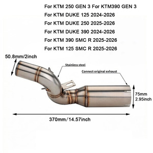 Para KTM DUKE 390 250 <span class=keywords><strong>KTM125</strong></span> GEN3 125 SMC R 2024 2025 2026 Tubo de Escape de Motocicleta con Conexión Central - Product Image 2