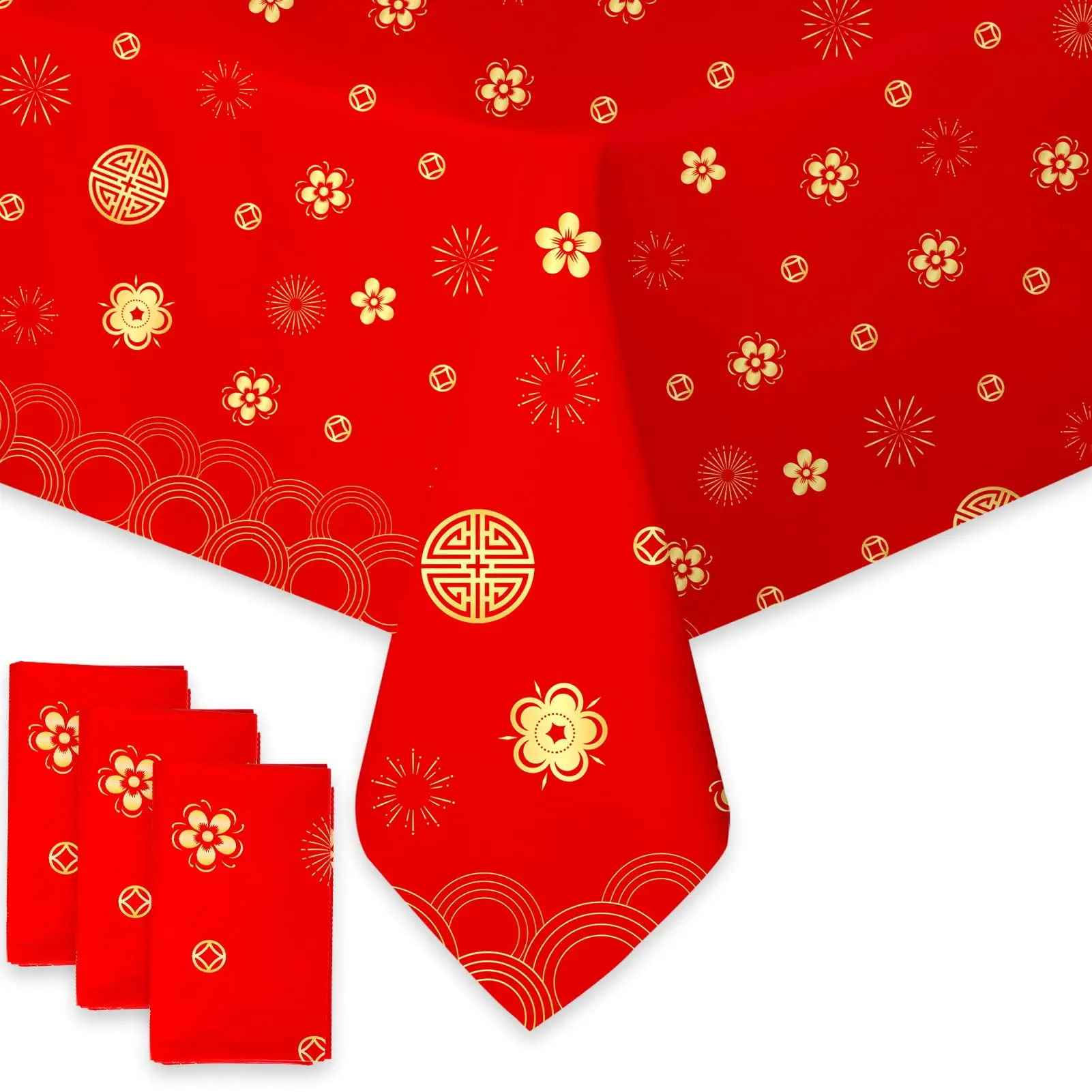 Mantel de plástico desechable personalizado para el Año Nuevo chino Lunar, mantel PARA EL Festival de Primavera, suministros para fiestas de Feliz Año Nuevo