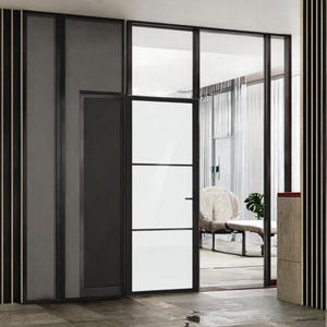 Puerta de Vidrio Negro Estilo Francés Minimalista, Puerta Batiente Manual, Partición Interior para Baño y Dormitorio - Product Image 3