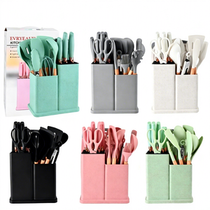19-Piece Silicone Kitchen Set with Knives & Cutting Board