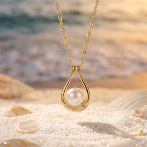 Collar de Perlas de Agua Dulce, Joyería de Cobre, Collar con Colgante de Perla en Forma de Lágrima Dorada para Mujer, Regalo Elegante para Novias - Product Image 5