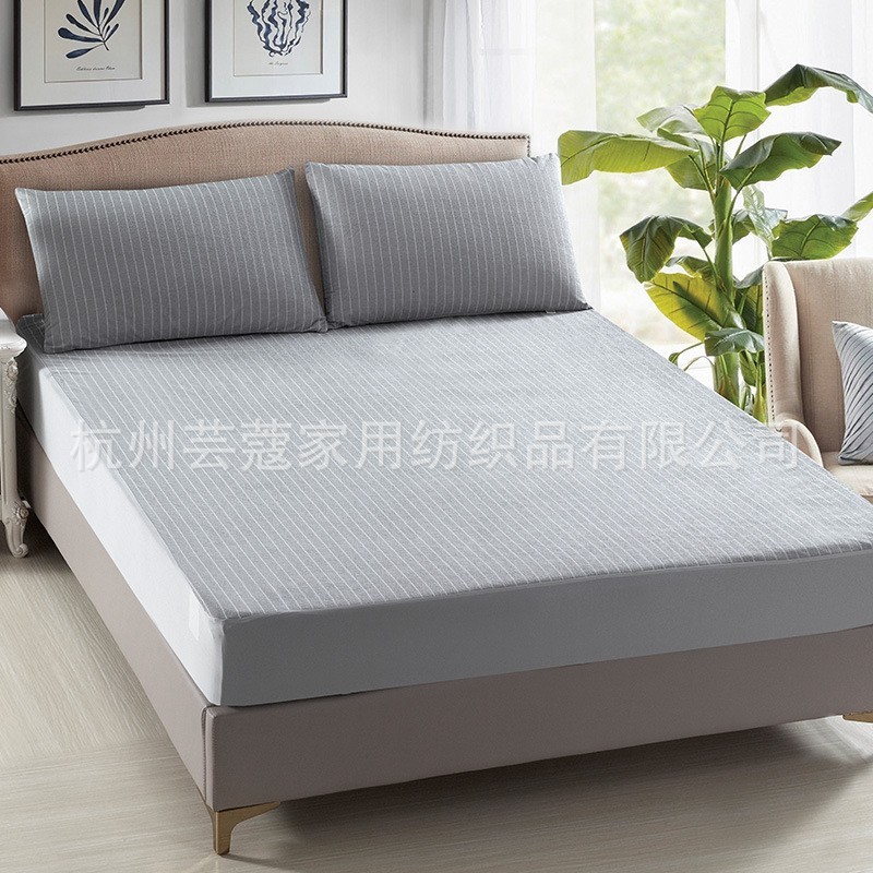 Gris rayado Terry paño sábana ajustable