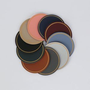 Wholesale Pu Leather Round Place Mat Coaster Colorful Fashion Decoration Mats for Cups Table Coasters - Product Image 5