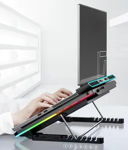 Охлаждающая подставка для ноутбука, игровой охлаждающий вентилятор для ноутбука, подставка для охлаждения ноутбука 15,6-17,3 дюймов с подсветкой RGB