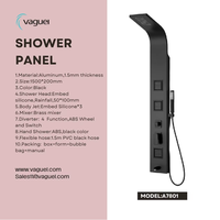 Système de panneau de douche multi-jets en aluminium économique et fiable avec jets corporels, finition noire, noyau de vanne en laiton