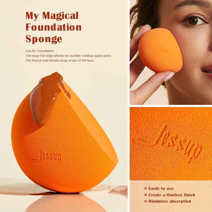 For Jessup Professional Makeup Brushes T508 Wool Face Highlighter for Cheeks Lips Bundled SP013 Makeup Sponge Set Customizable