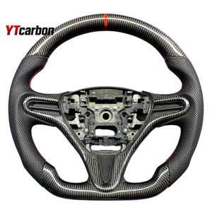 พวงมาลัยคาร์บอนไฟเบอร์แท้สไตล์รถแข่งแบบกำหนดเองสำหรับรถยนต์ฮอนด้า ซีวิค รุ่นที่ 8 อินไซท์ แจ๊ส ฟิต ซี ไทป์ อาร์ อุปกรณ์ตกแต่งภายในรถยนต์ YTcarbon - Product Image 6