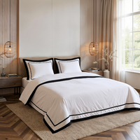 Parure de lit de luxe SANHOO King Size pour hôtel, ensemble de couette et draps brodés en coton, linge de lit d'hôtel confortable
