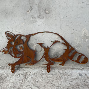 Metal Raccoon Animal Shape Garden Ornament Outdoor Decor Weather Resistant Painted Finish Deck Mount - Product Image 6