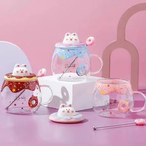 Taza de Vidrio de Borosilicato de Diseño Único y Adorable, Taza de Vidrio de Pared Simple con Forma de Gato - Product Image 1