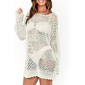 <span class=keywords><strong>2023</strong></span> verano Mujer Crochet Swim Cover-Up Knit Pullover Beach Dress traje <span class=keywords><strong>de</strong></span> baño para playa y <span class=keywords><strong>piscina</strong></span> - Product Image 2