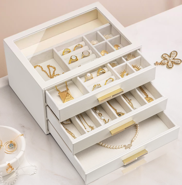 Manufacture Custom Logo Luxury Leather Jewelry Display Drawer Box for Bracelet Necklace Earring Ring Jewelry Packaging Box
