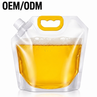 Sac souple transparent épais et durable avec bec verseur autoportant et embout d'aspiration, emballage composite CPP pour bière artisanale et jus de fruits