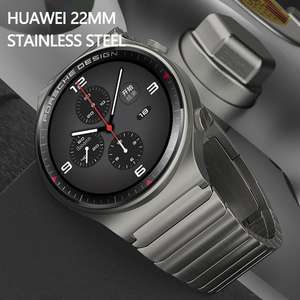 Cinturino in metallo da 22mm per <span class=keywords><strong>Huawei</strong></span> Watch <span class=keywords><strong>GT3</strong></span> <span class=keywords><strong>Pro</strong></span> Watch 3 46mm Honor Magic 2 Porsche Design bracciale in acciaio inossidabile con fibbia a farfalla - Product Image 4
