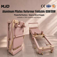 Machine de Pilates Reformer en cuir et aluminium personnalisable, lit pliable pour usage domestique et professionnel, équipement de fitness commercial, logo, bois, pour salle de sport