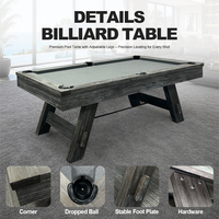 NOUVEAU - Table de billard professionnelle commerciale 9 boules pour la maison, avec dalles de pierre Jiujiang, 7 pieds, en bois massif, style moderne