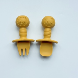 Juego de <span class=keywords><strong>Cuchara</strong></span> y Tenedor de Silicona de Grado Alimenticio Ecológico para Bebés Recién Nacidos, Libre de BPA, Apto para Lavavajillas, a Prueba de Fugas, No Tóxico - Product Image 4
