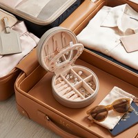 Mini boîte à bijoux portable, petit organiseur de bijoux en cuir PU, étui de voyage pour bagues, boucles d'oreilles, colliers
